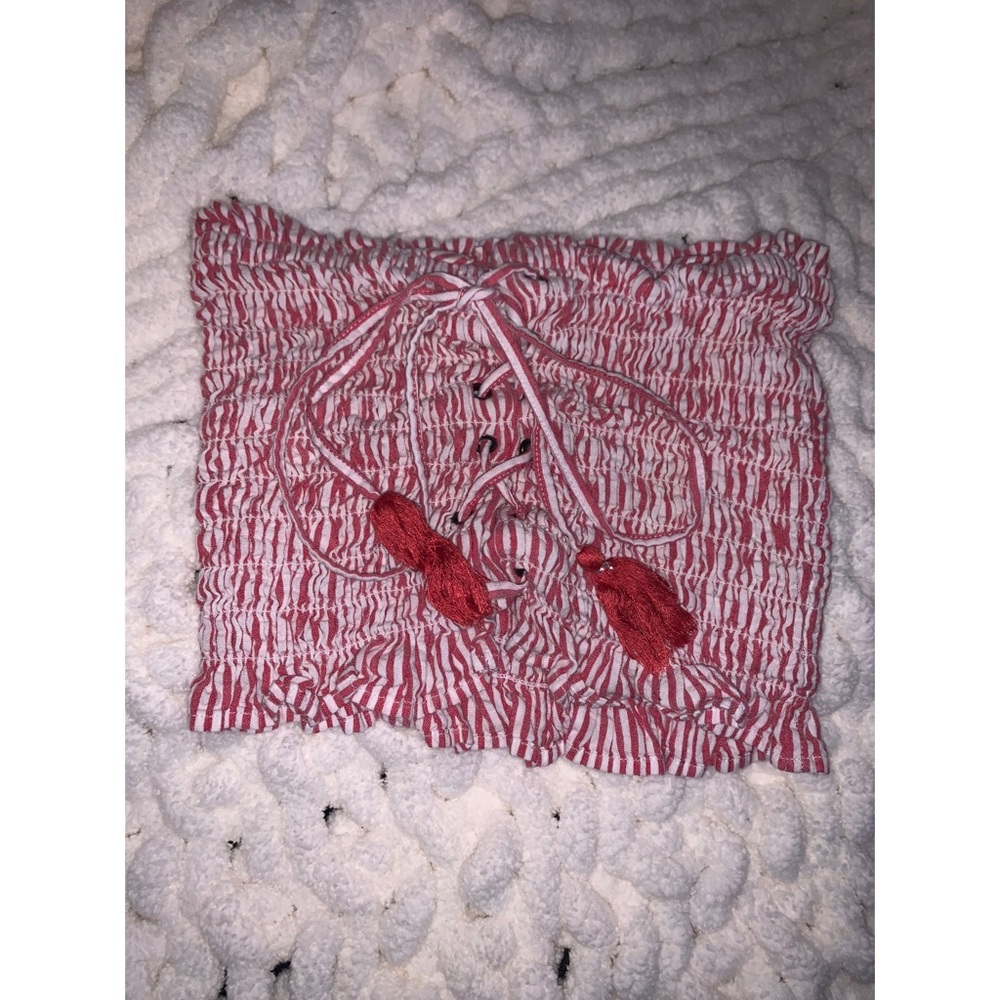 Red and white crop top